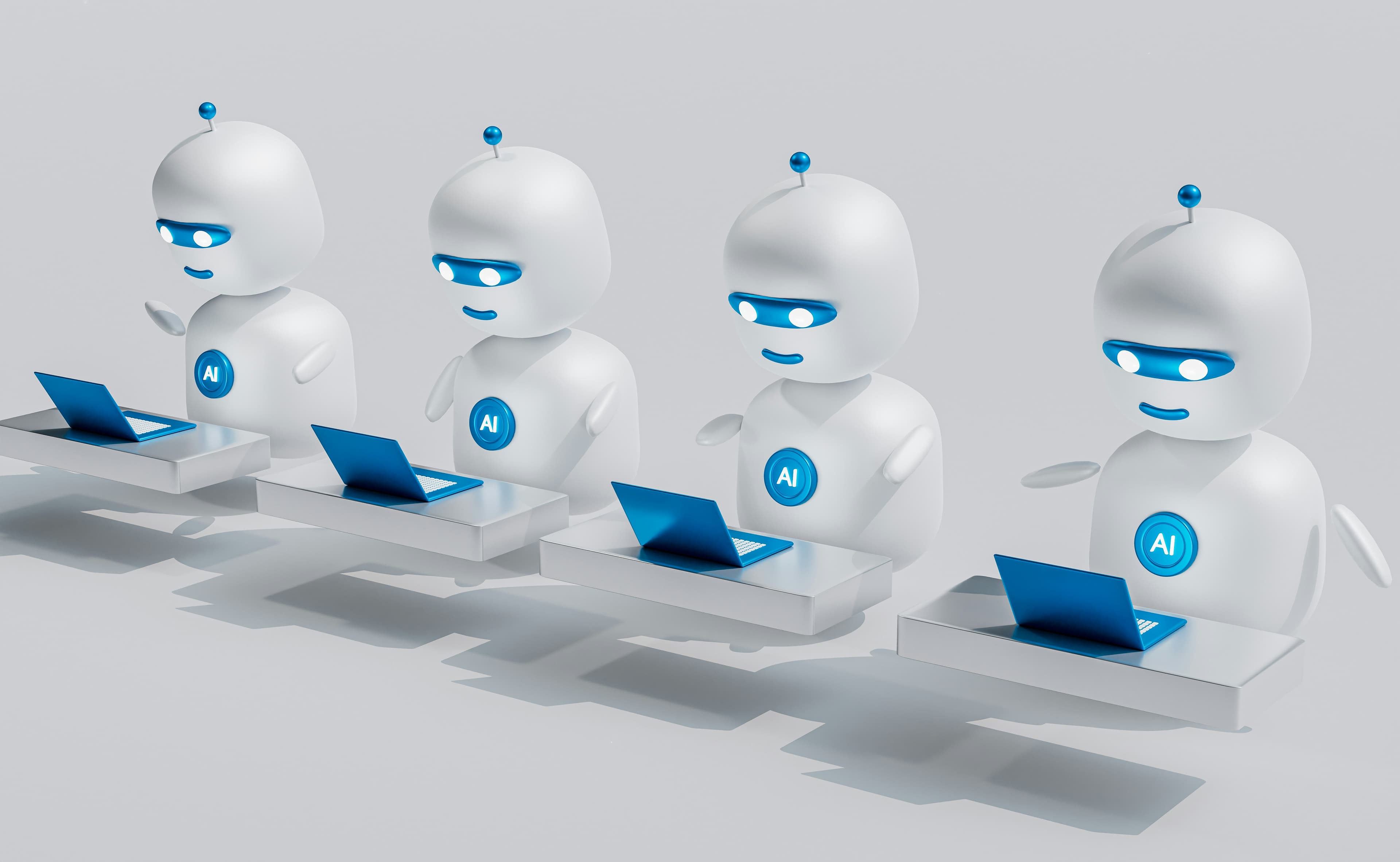 Robot team working together in a collaborative environment